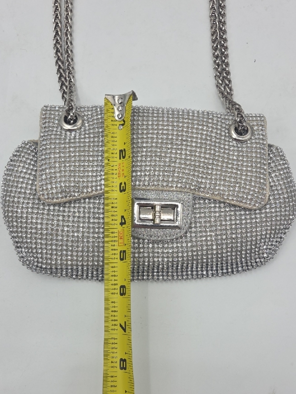 Silver Crystal Chain Shoulder Bag Or Cross Body Bag - Picture 10 of 16